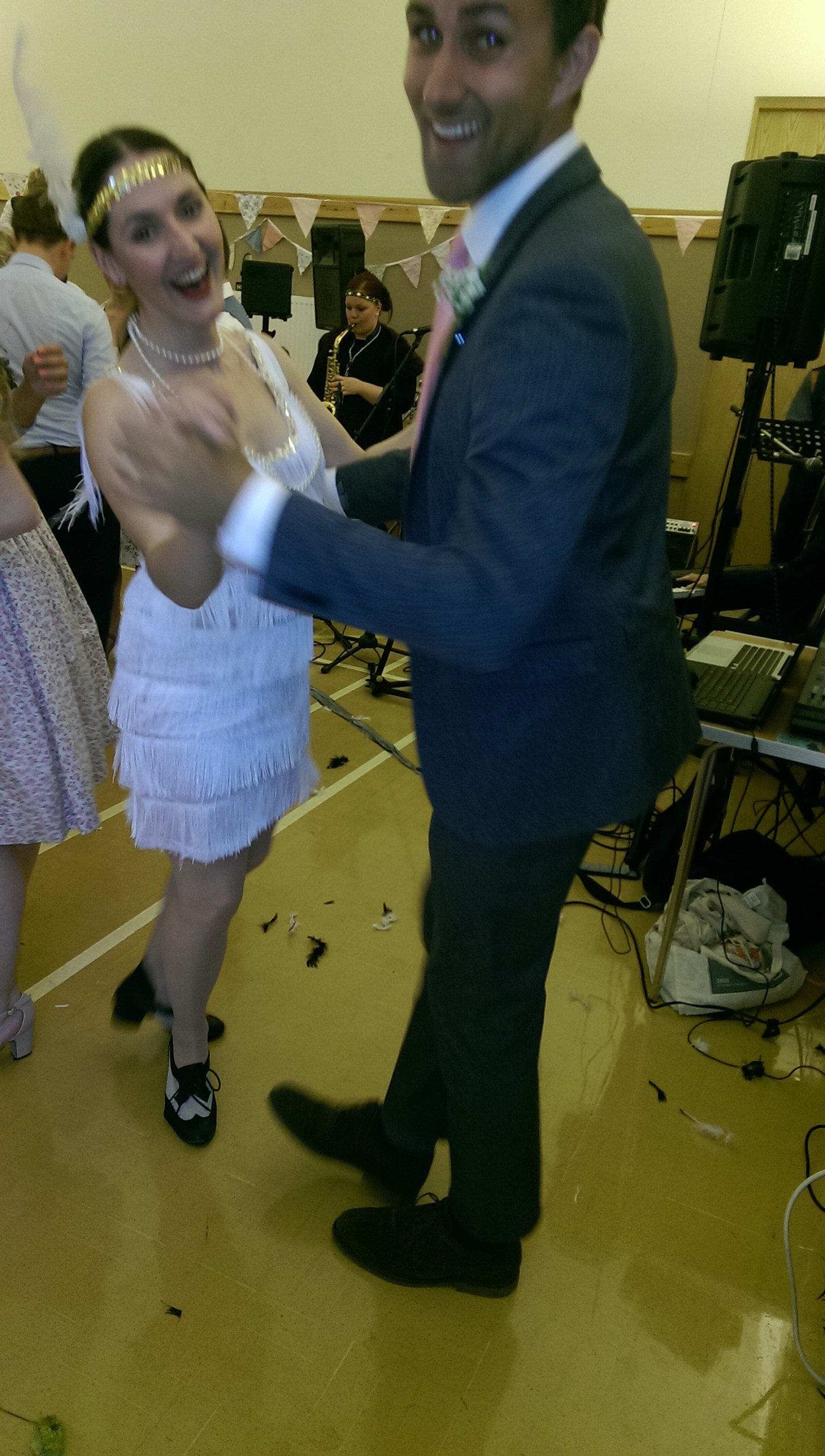 Dancing with the guests at a 1920s wedding